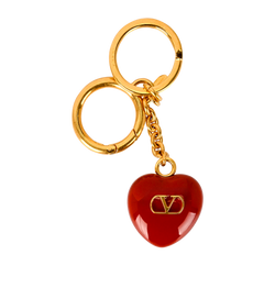 Valentino Garavani Heart Keyring, Brass/Enamel, Gold/Red, MII, DB, 3*